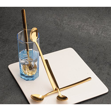 Elegant 8x Long Handle Spoons in Gold - Perfect for Any Occasion