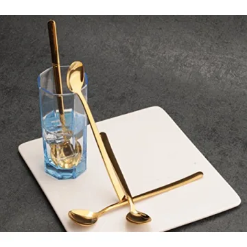 Elegant 8x Long Handle Spoons in Gold - Perfect for Any Occasion