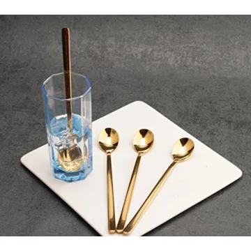 Elegant 8x Long Handle Spoons in Gold - Perfect for Any Occasion