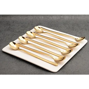 Elegant 8x Long Handle Spoons in Gold - Perfect for Any Occasion