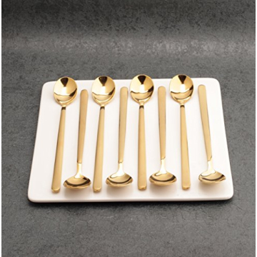Elegant 8x Long Handle Spoons in Gold - Perfect for Any Occasion