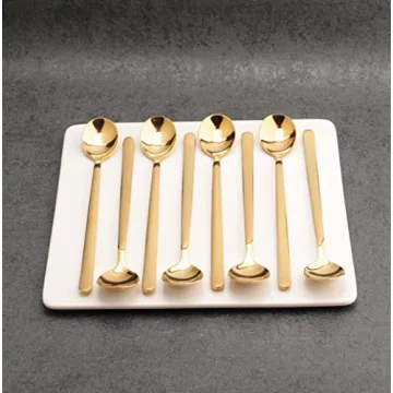 Elegant 8x Long Handle Spoons in Gold - Perfect for Any Occasion
