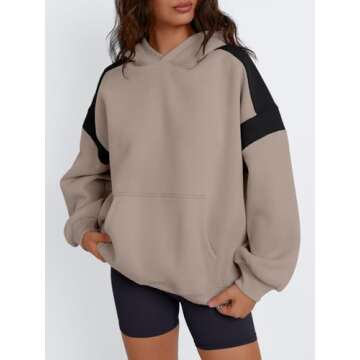 Trendy Queen Womens Oversized Hoodies Color Block Fall Fashion 2025 Casual Long Sleeve Sweatshirts Y...