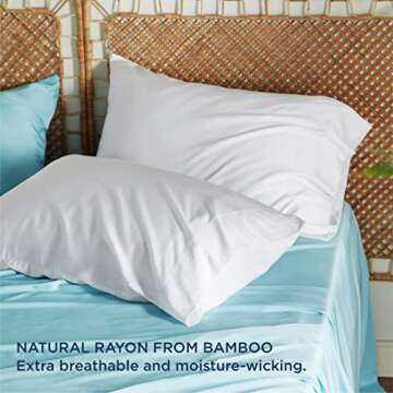 Bedsure Cooling Pillow Cases Queen Size Set of 2, Rayon Derived from Bamboo Cooling Pillowcases for ...
