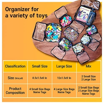 Holay PVC Zippered Toy Organizer Durable Transparent Storage