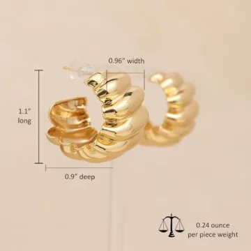Frigotine Gold Chunky Stud Earrings - Perfect Gift for Her
