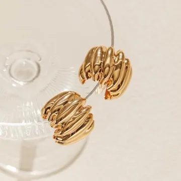 Frigotine Gold Chunky Stud Earrings - Perfect Gift for Her