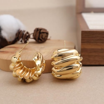 Frigotine Gold Chunky Stud Earrings - Perfect Gift for Her