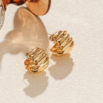 Frigotine Gold Chunky Stud Earrings - Perfect Gift for Her