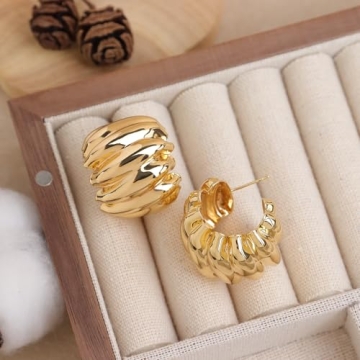 Frigotine Gold Chunky Stud Earrings - Perfect Gift for Her
