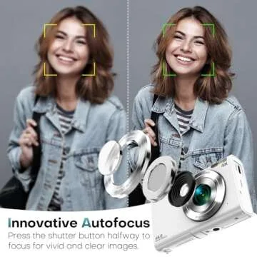 Digital Camera, Autofocus UHD 4K Vlogging Camera with 32GB Card, 48MP 16X Digital Zoom Digital Camera, Anti-Shake Portable YouTube Compact Point Shoot Camera for Teens Adult Beginner(White)