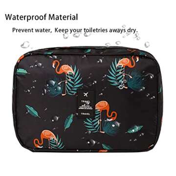 Toiletry Bag for Women, Reibeny Large Hanging Travel Toiletry Bag, Water-resistant Cosmetic Makeup Organizer for Toiletries and Cosmetics, Bathroom Shower Bag with Handle and Hook, Black