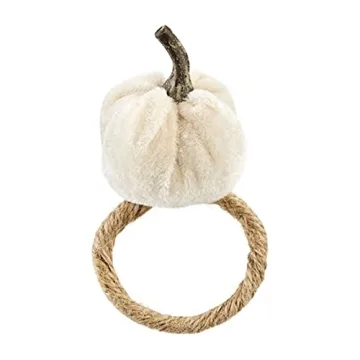 Elegant Jute Cord Napkin Rings with Pumpkin Topper