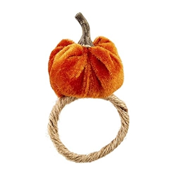 Elegant Jute Cord Napkin Rings with Pumpkin Topper