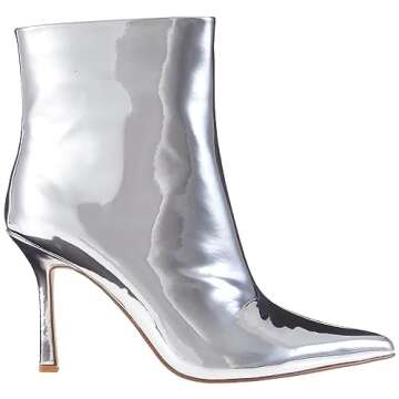 The Drop Women's Gail Heeled Ankle Boot Silver Mirror, 12