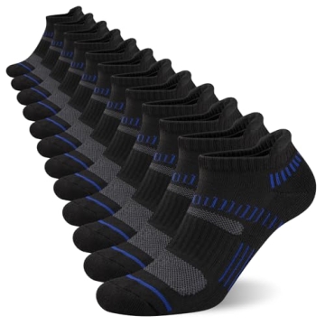 COOPLUS Men's Ankle Athletic Socks: Breathable & Cushioned Comfort - 6 Pairs