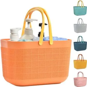 Haundry Plastic Shower Caddy Basket Tote, Bathroom Organizer with Handles, Portable Storage Basket for College Dorm Room Essentials, Garden, Pool, Camping, Gym, Beach, Cleaning Supplies