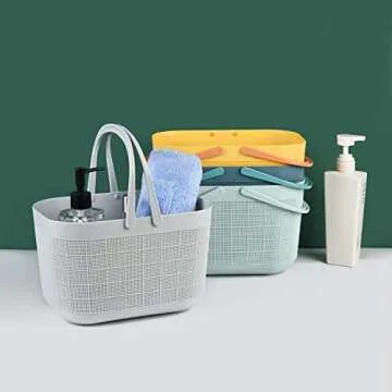 Haundry Plastic Shower Caddy Basket Tote, Bathroom Organizer with Handles, Portable Storage Basket for College Dorm Room Essentials, Garden, Pool, Camping, Gym, Beach, Cleaning Supplies