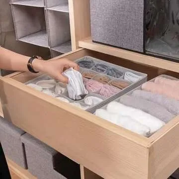 3 Pack Drawer Organizers for Socks Underwear Storage
