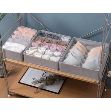 3 Pack Drawer Organizers for Socks Underwear Storage