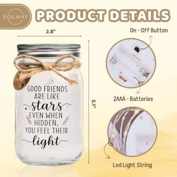SOLMAY Friendship Gifts Mason Jar Night Light for Her
