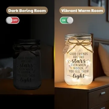 SOLMAY Friendship Gifts Mason Jar Night Light for Her