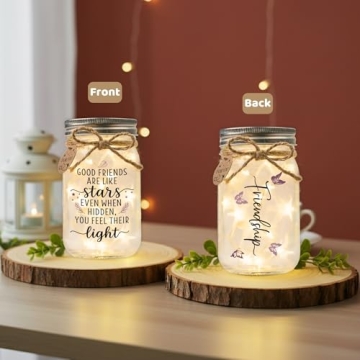 SOLMAY Friendship Gifts Mason Jar Night Light for Her