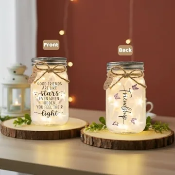 SOLMAY Friendship Gifts Mason Jar Night Light for Her