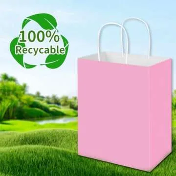 Toovip Light Pink Kraft Paper Gift Bags - 50 Pack