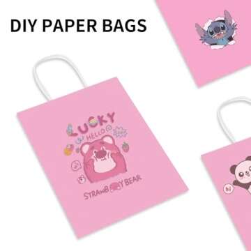 Toovip 50 Pack 8x4.75x10 Inch Medium Light Pink Kraft Paper Bags with Handles Bulk, Gift Bags for Birthday Party Favors Retail Grocery Shopping Business Goody Craft Merchandise Take Out Sacks