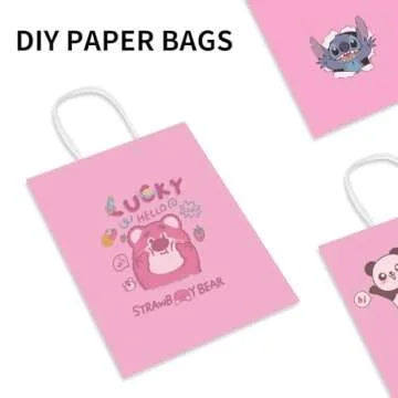 Toovip Light Pink Kraft Paper Gift Bags - 50 Pack