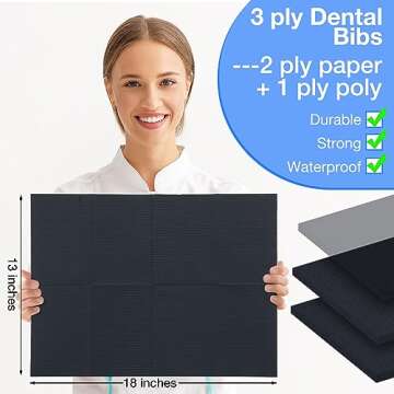 Newwiee 250 Pcs Disposable Nail Table Towels Mat, 13'' x 18'' Patient Bibs 3 Ply Waterproof Tattoo B...