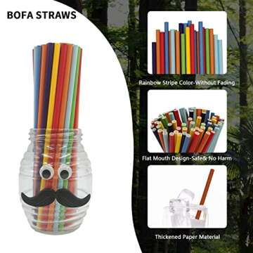 Disposable Rainbow Paper Straws, 100 Counts Solid Single Plain Color In Assorted 7 Colors Multi Colors Straws Paper Drinking Straw for DIY Crafts, Birthday Party, Cake Pop Sticks