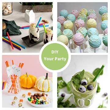 Disposable Rainbow Paper Straws, 100 Counts Solid Single Plain Color In Assorted 7 Colors Multi Colors Straws Paper Drinking Straw for DIY Crafts, Birthday Party, Cake Pop Sticks