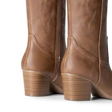 DREAM PAIRS Stylish Comfortable Cowgirl Boots for Women