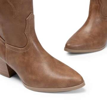 DREAM PAIRS Stylish Comfortable Cowgirl Boots for Women