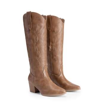 DREAM PAIRS Stylish Comfortable Cowgirl Boots for Women