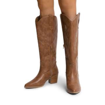 DREAM PAIRS Stylish Comfortable Cowgirl Boots for Women