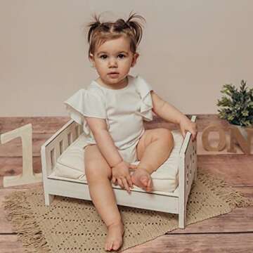 IGMaryBox Baby Photoshoot Props Mini Mattress Newborn Photography Props Baby Bedding Cushion Baby Posing Pillow Infant Mattress Prop Photography(A-Ivory)