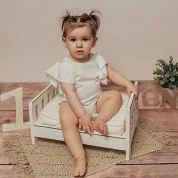 IGMaryBox Baby Photoshoot Props Mini Mattress Newborn Photography Props Baby Bedding Cushion Baby Posing Pillow Infant Mattress Prop Photography(A-Ivory)