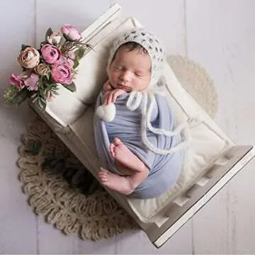 IGMaryBox Baby Photoshoot Props Mini Mattress Newborn Photography Props Baby Bedding Cushion Baby Posing Pillow Infant Mattress Prop Photography(A-Ivory)