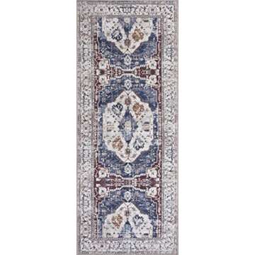 Adiva Machine Washable Vintage Area Rug for Home Decor