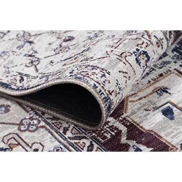 Adiva Machine Washable Vintage Area Rug for Home Decor