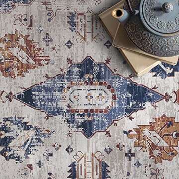 Adiva Machine Washable Vintage Area Rug for Home Decor
