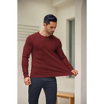 COOFANDY Men's Crewneck Knit Sweater - Slim Fit, Lightweight, Casual
