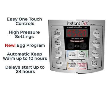 Instant Pot Lux Mini 6-in-1 Electric Pressure Cooker, Sterilizer Slow Cooker, Rice Cooker, Steamer, Saute, and Warmer, 3 Quart, 10 One-Touch Programs