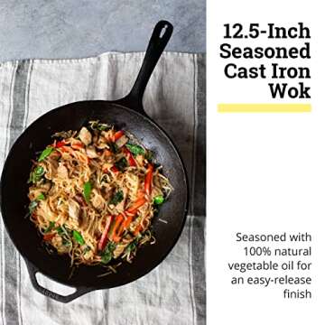 Lodge Cast Iron Chef Collection Stir Fry Skillet, Pre-seasoned - 12-in Wok
