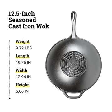 Lodge Cast Iron Chef Collection Stir Fry Skillet, Pre-seasoned - 12-in Wok