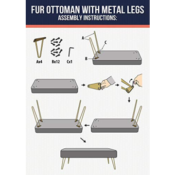 Ornavo Home Faux Fur Ottoman with Gold Legs 15x45 Inches