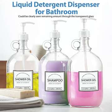 64 Oz Glass Liquid Laundry Detergent Dispenser Set